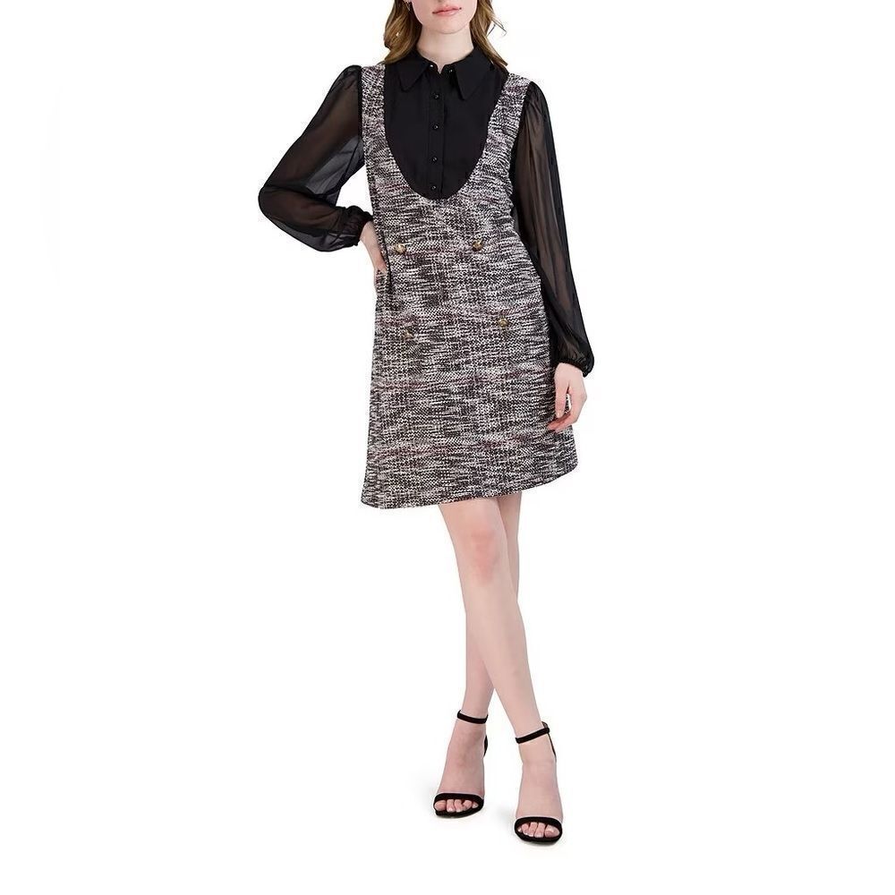 Julia Jordan
Stretch Tweed Long Sleeve Shirt Dress
